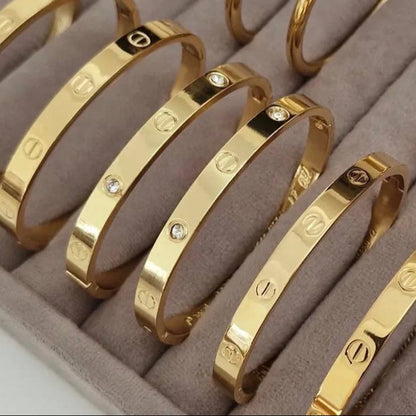 3 Bracelet Acier Inoxydable Doré avec Pierres - Résistant à l'Eau